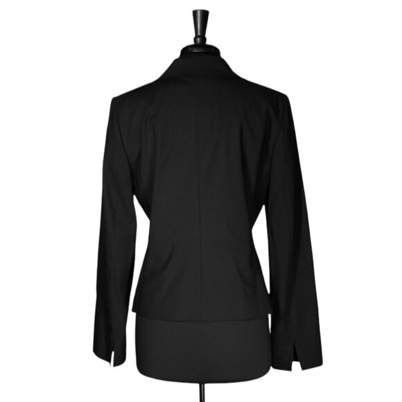 Elie Tahari Women's Jacket Black Wool Stretch Snap Button Work Career Blazer 12 - Picture 2 of 10